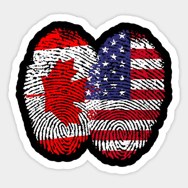 Canada flag fingerprint and USA Fingerprint Flag Sticker by soufyane